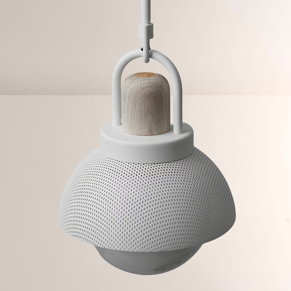 Arcane Perforated Metal Wood Orb Pendant