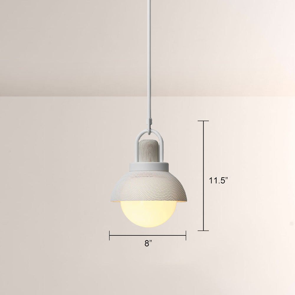 Arcane Perforated Metal Wood Orb Pendant