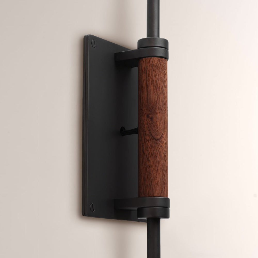 Arcane Walnut Dual-Tone Metal Adjustable Wall Sconce