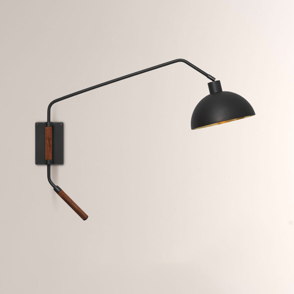 Arcane Walnut Dual-Tone Metal Adjustable Wall Sconce