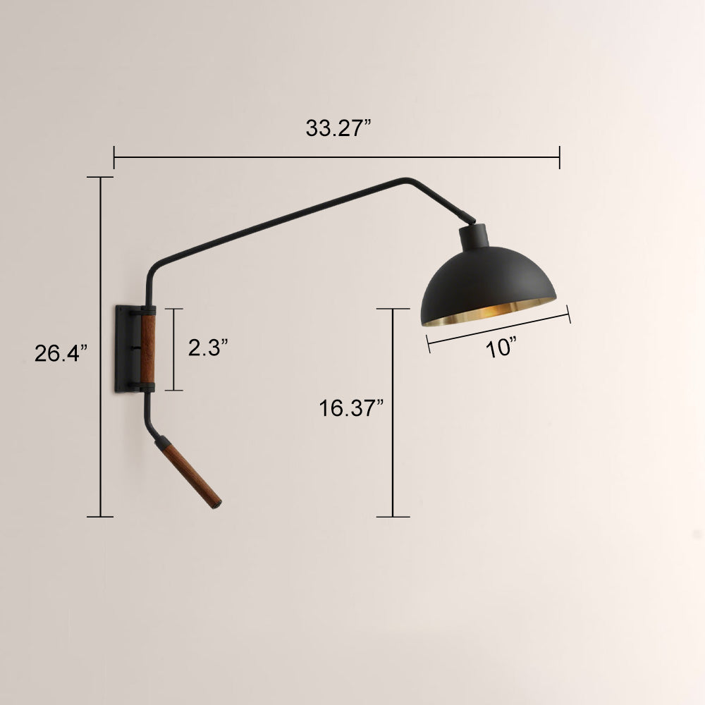 Arcane Walnut Dual-Tone Metal Adjustable Wall Sconce