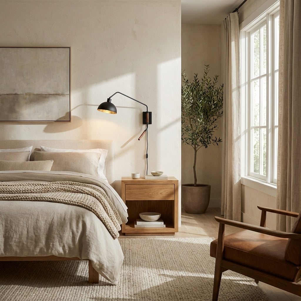 Arcane Walnut Dual-Tone Metal Adjustable Wall Sconce