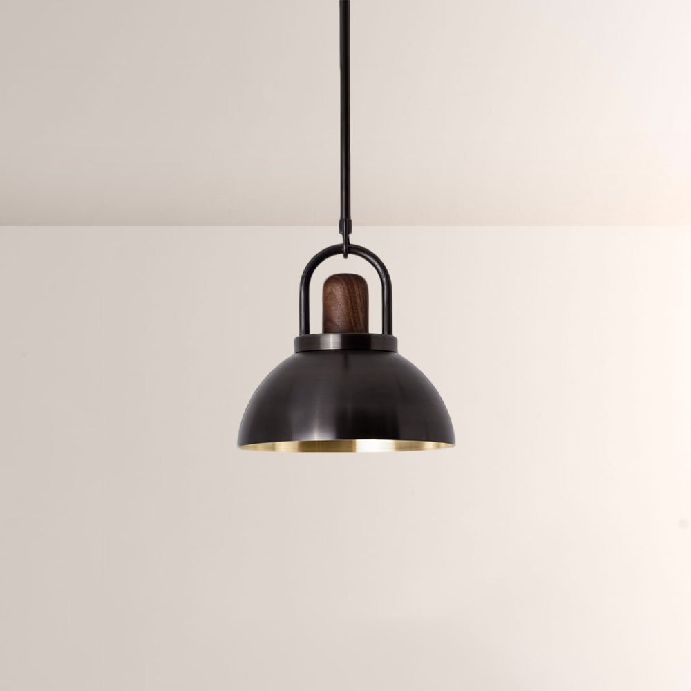 Arcane Walnut Dual Tone Metal Dome Pendant