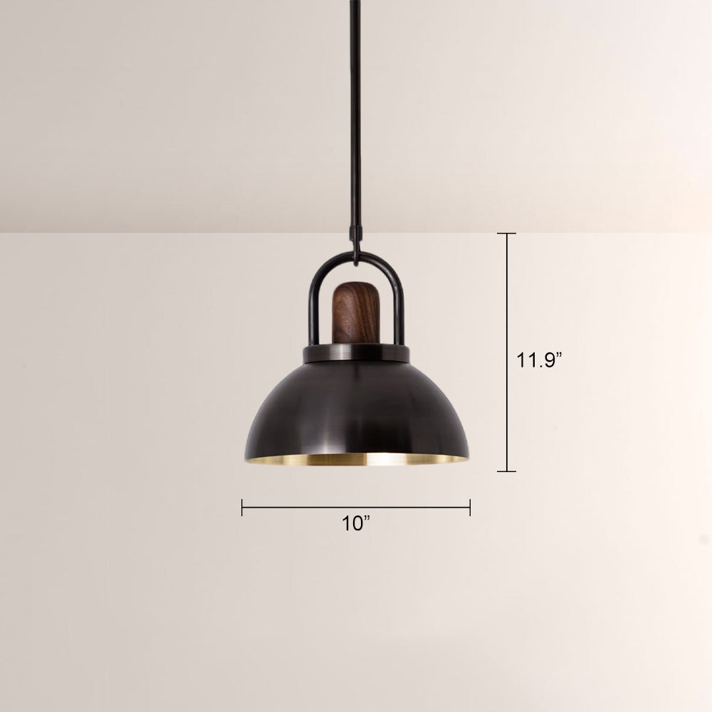 Arcane Walnut Dual Tone Metal Dome Pendant