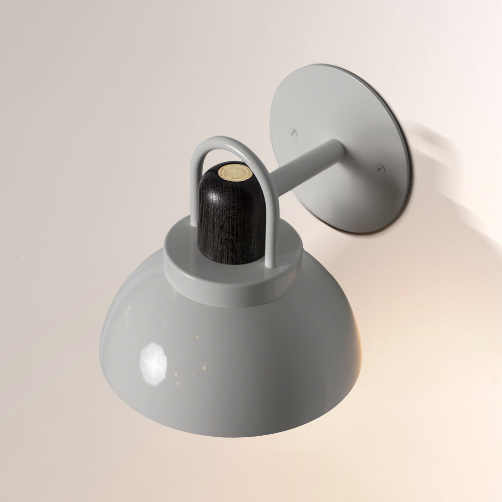 Arcane Walnut Metal Dome Wall Sconce