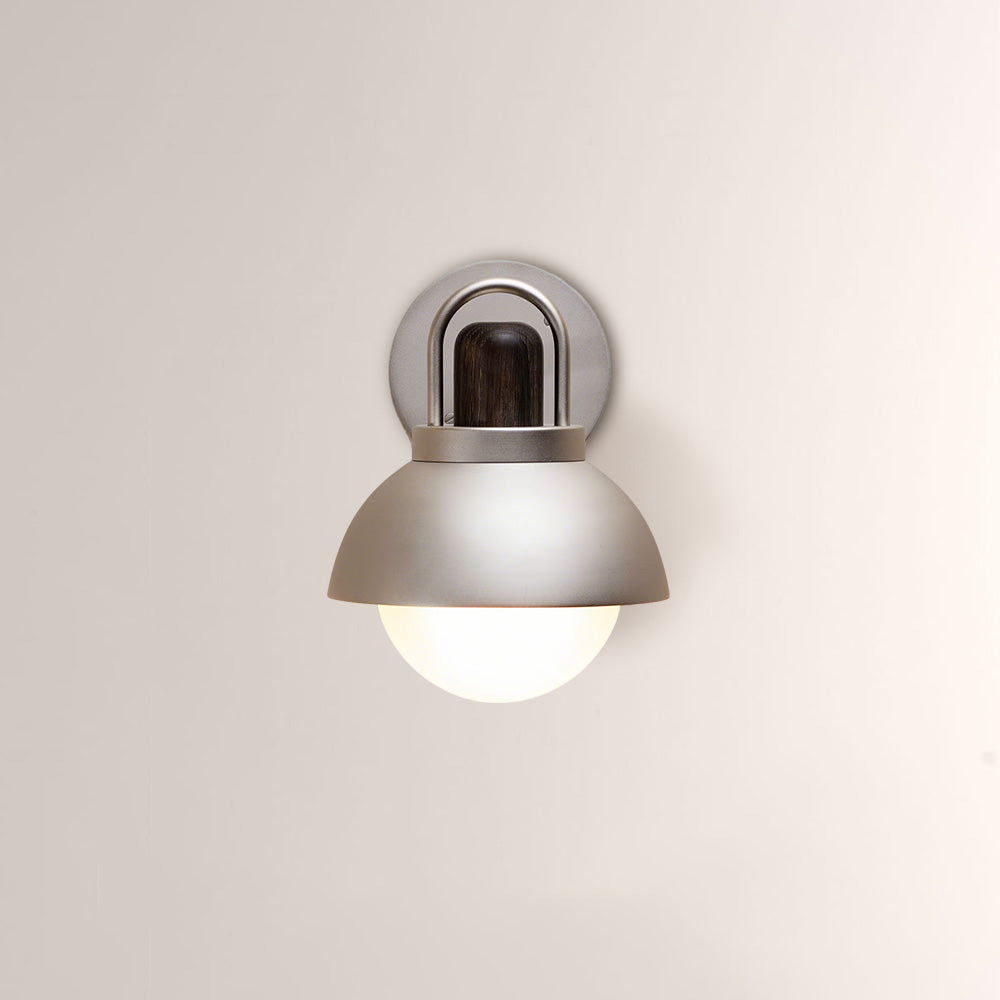 Arcane Walnut Metal Dome Wall Sconce