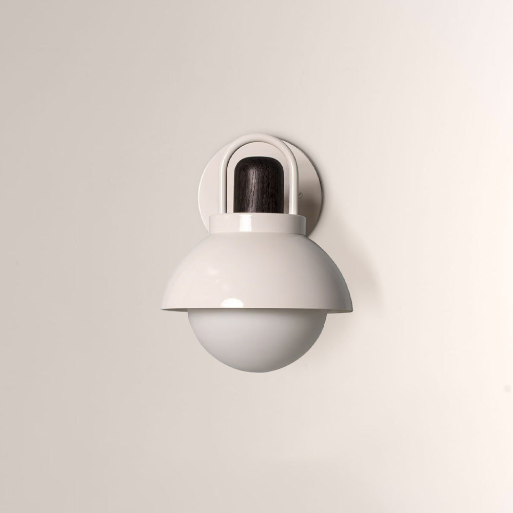Arcane Walnut Metal Dome Wall Sconce