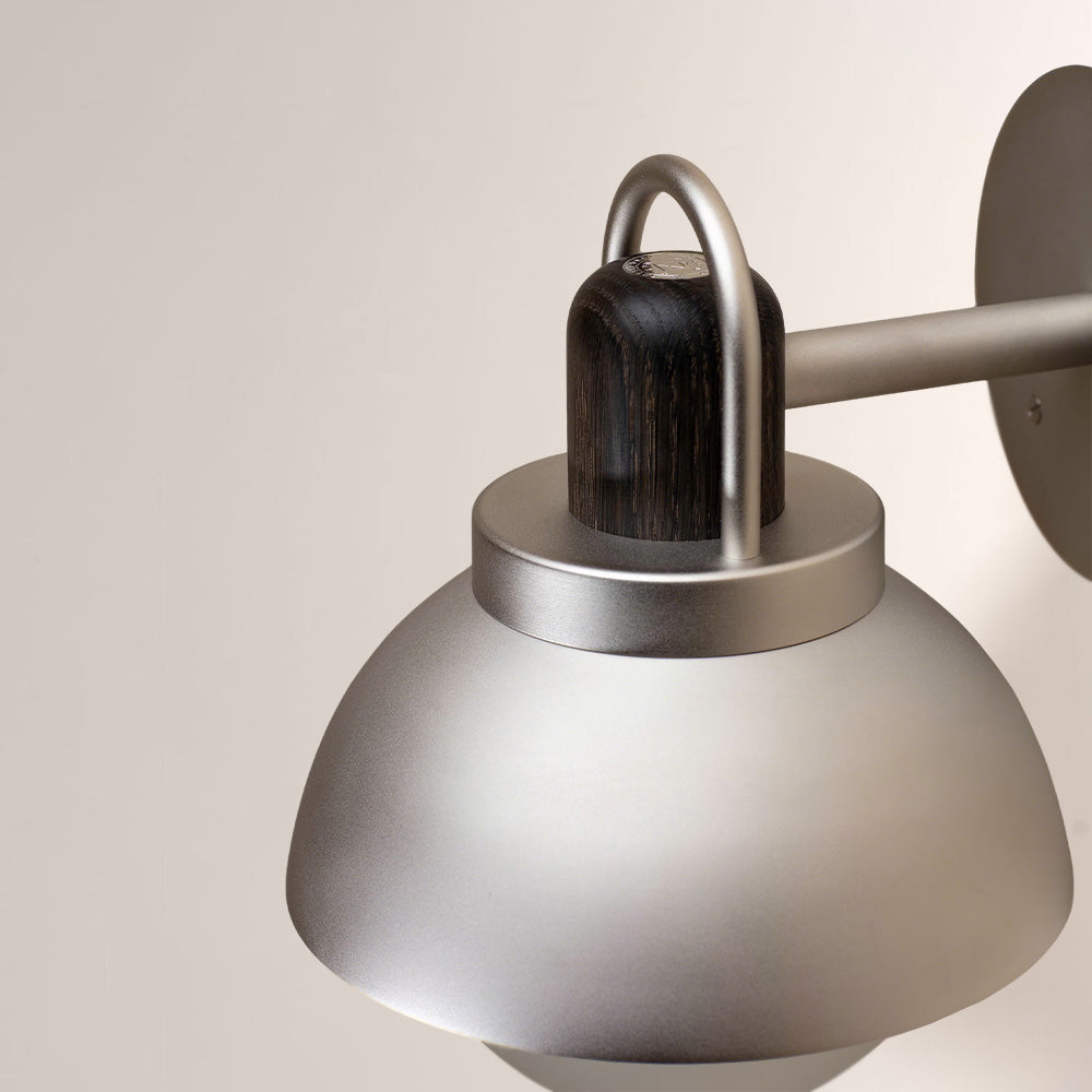 Arcane Walnut Metal Dome Wall Sconce