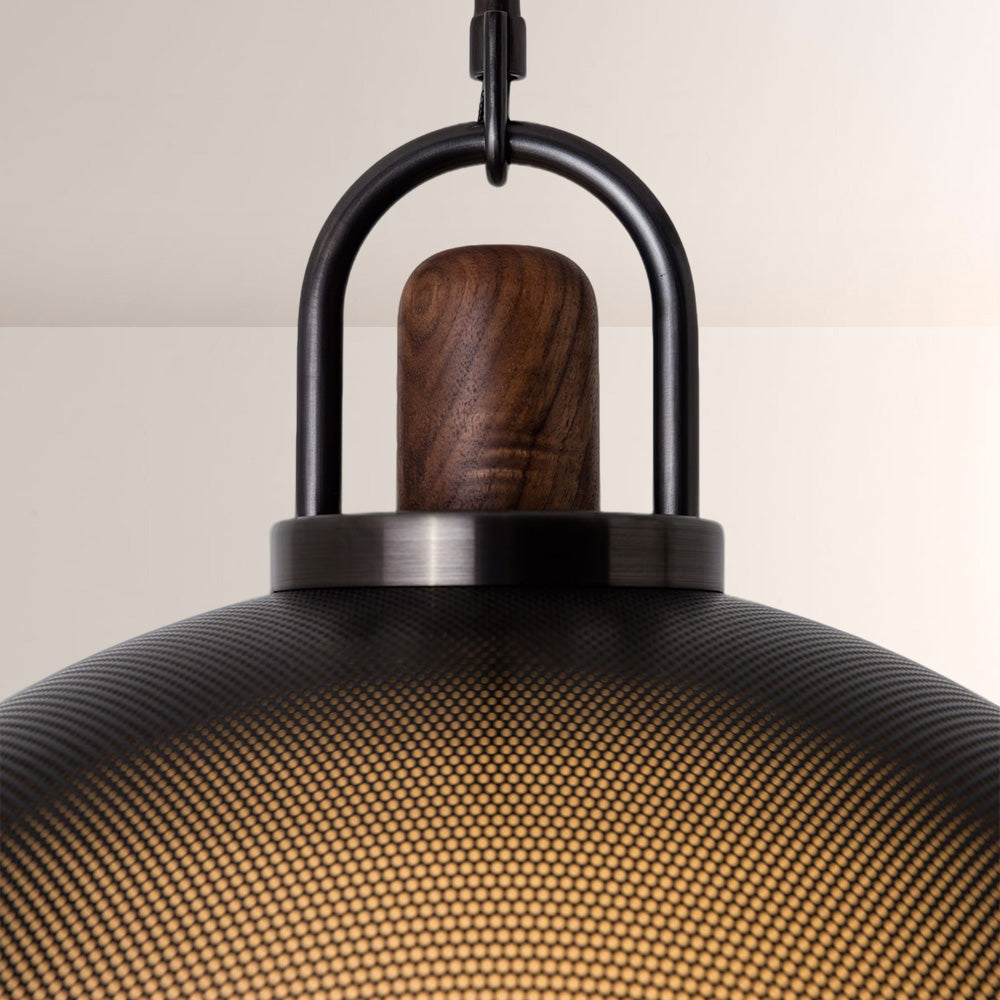 Arcane Walnut Perforated Metal Dome Pendant