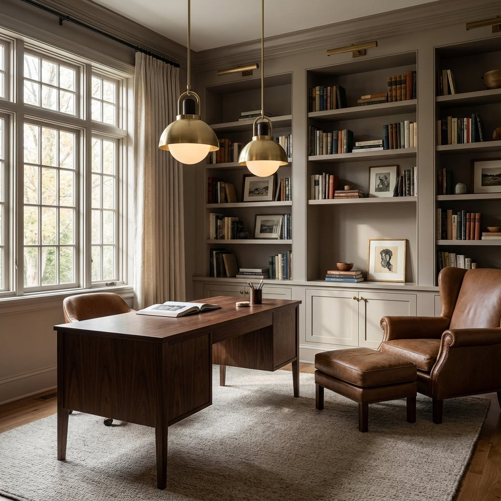 Arcane Wood Metal Dome Pendant