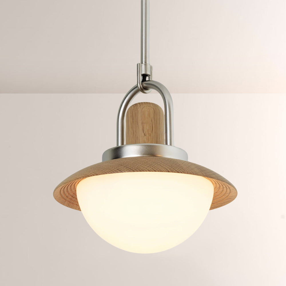 Arcane Wood Metal Dome Pendant