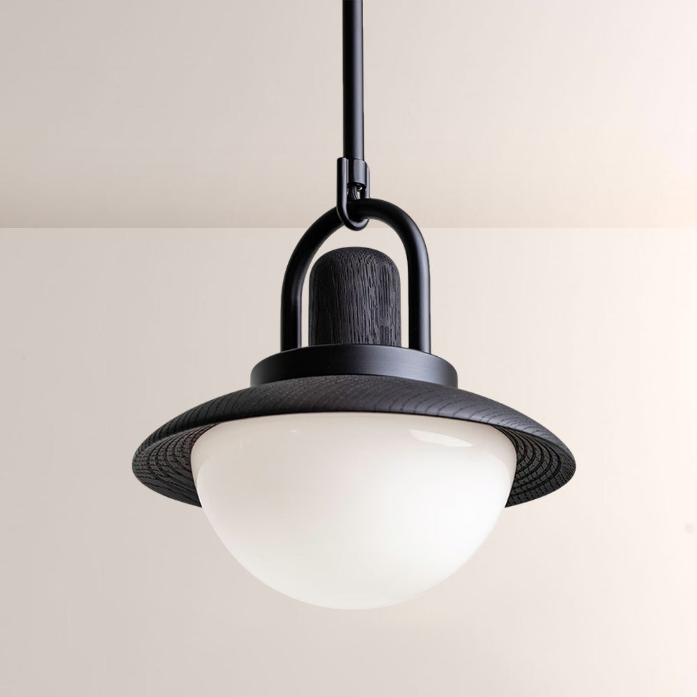 Arcane Wood Metal Dome Pendant