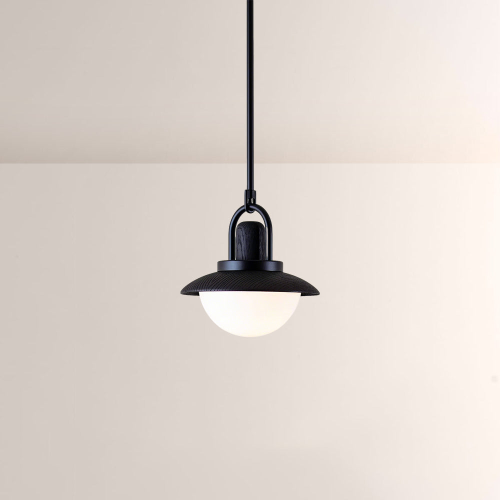 Arcane Wood Metal Dome Pendant