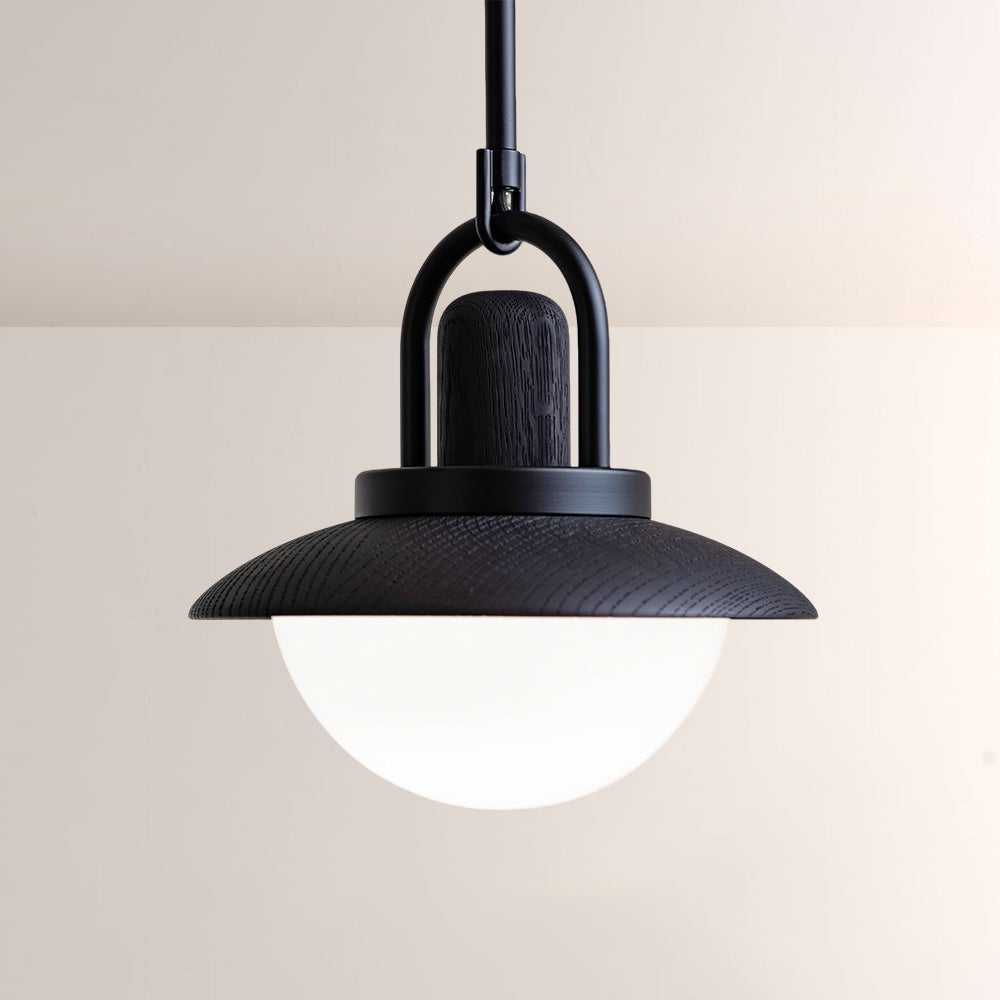 Arcane Wood Metal Dome Pendant