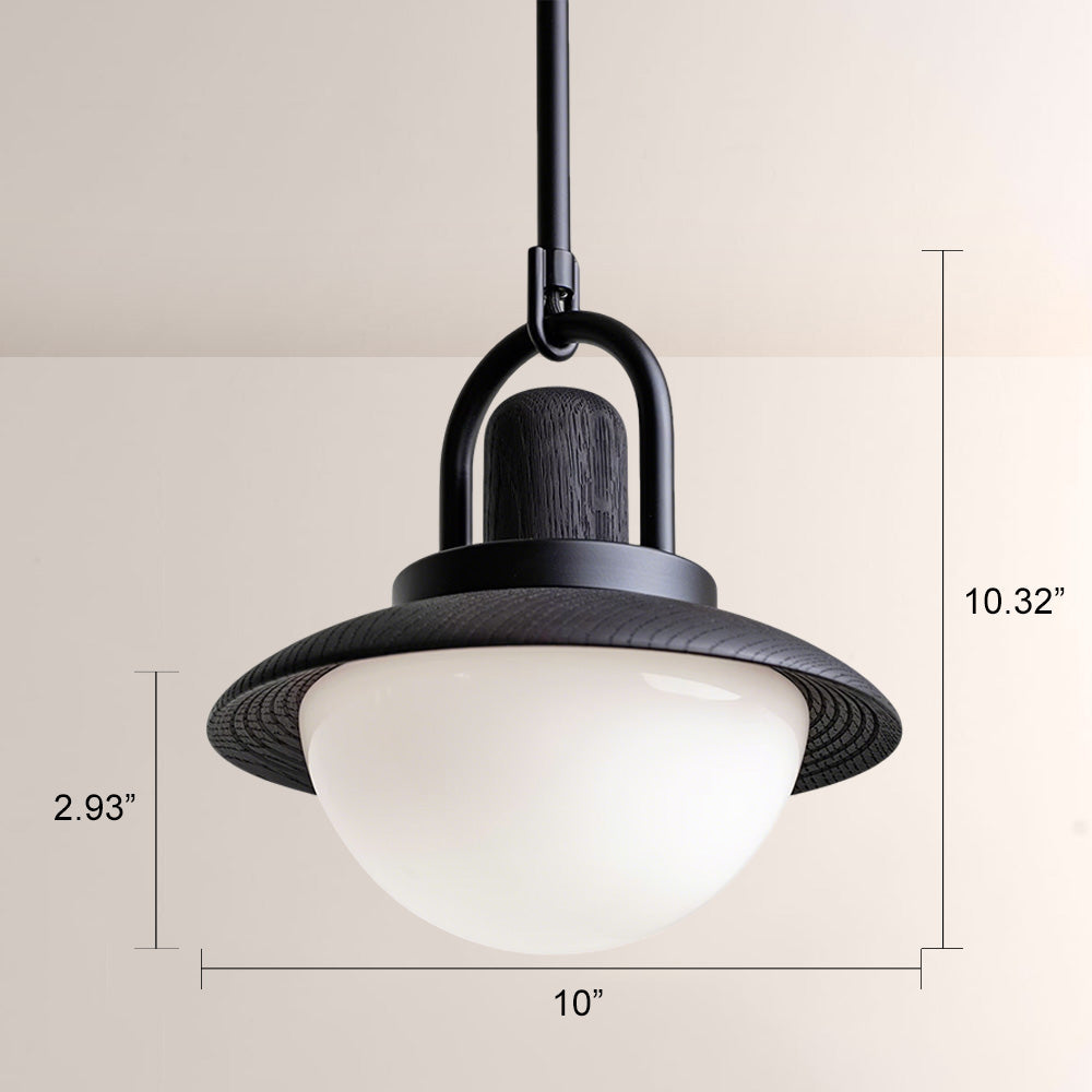 Arcane Wood Metal Dome Pendant