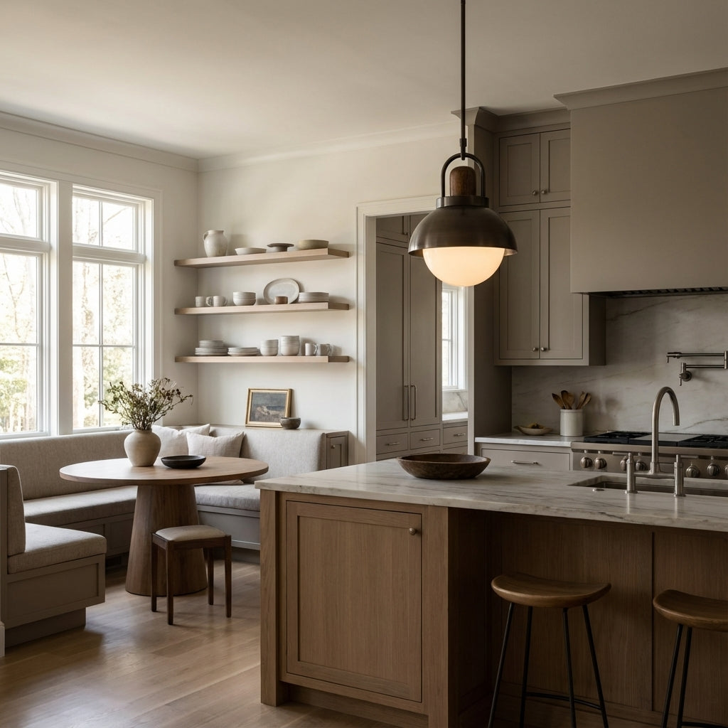 Arcane Wood Metal Dome Pendant