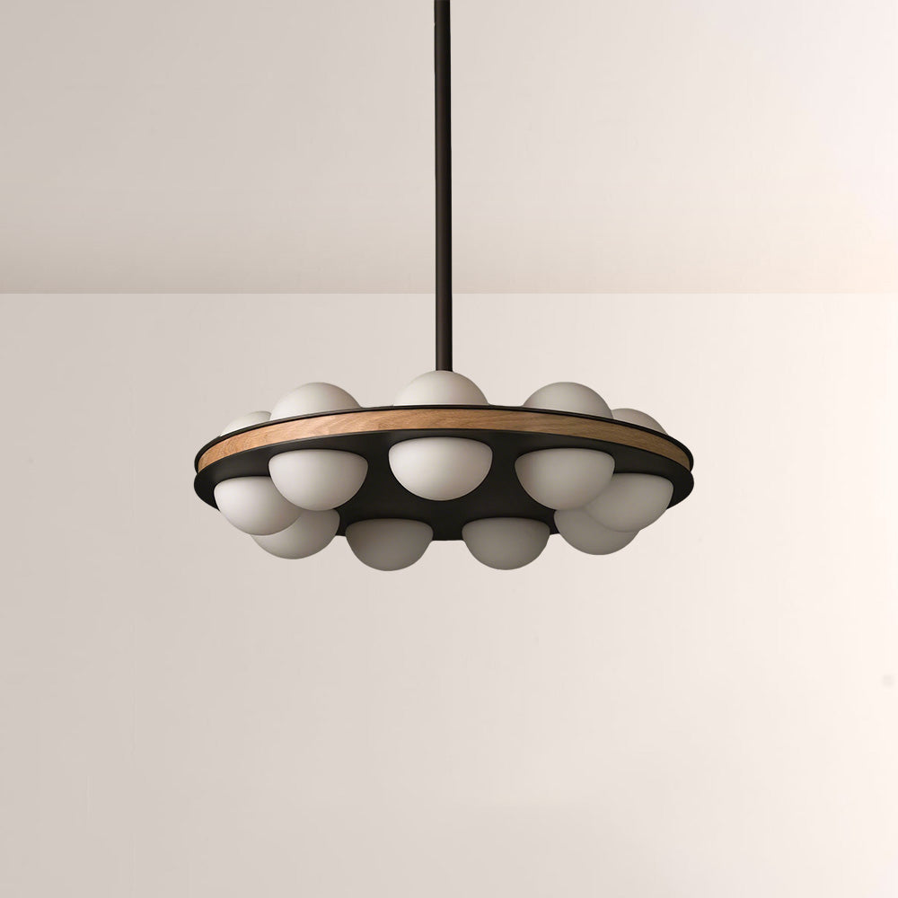 Arris Walnut Matte Orb Canopy Chandelier