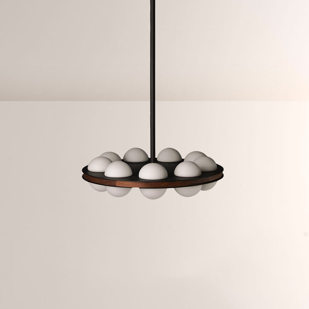 Arris Walnut Matte Orb Canopy Chandelier