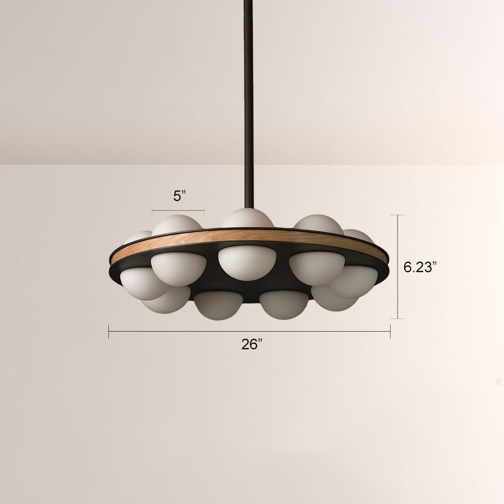 Arris Walnut Matte Orb Canopy Chandelier