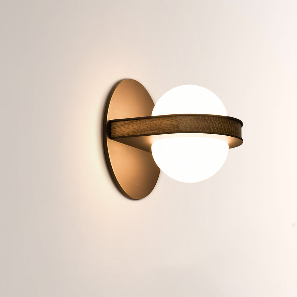 Arris Wood Metal Orb Wall Sconce