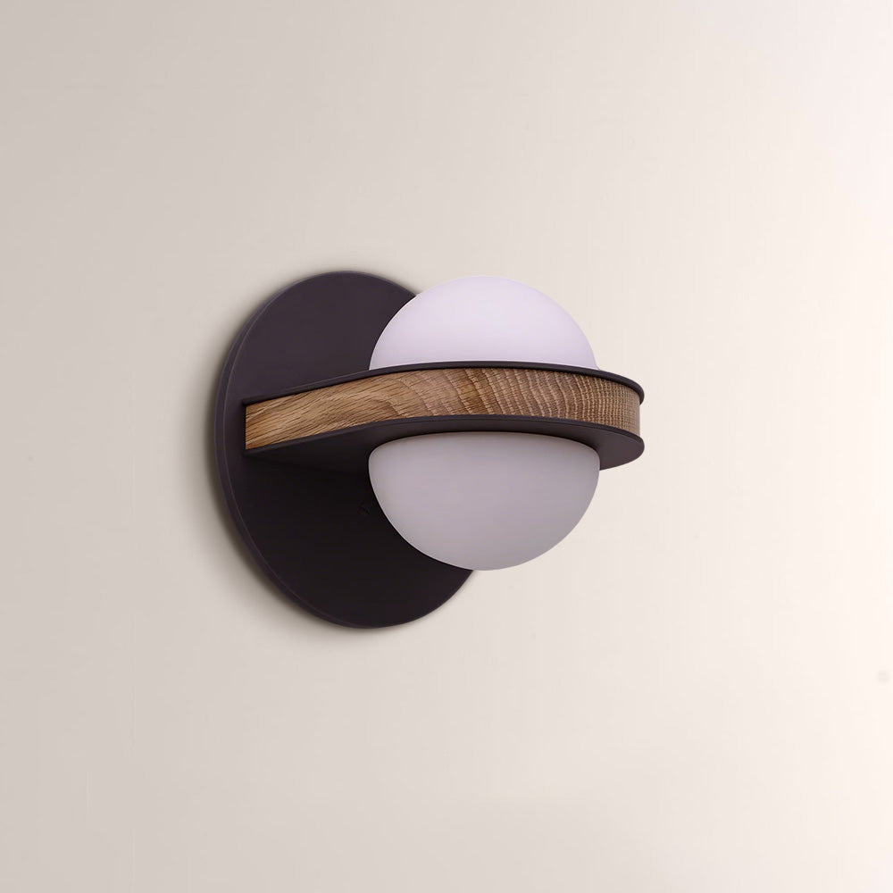 Arris Wood Metal Orb Wall Sconce