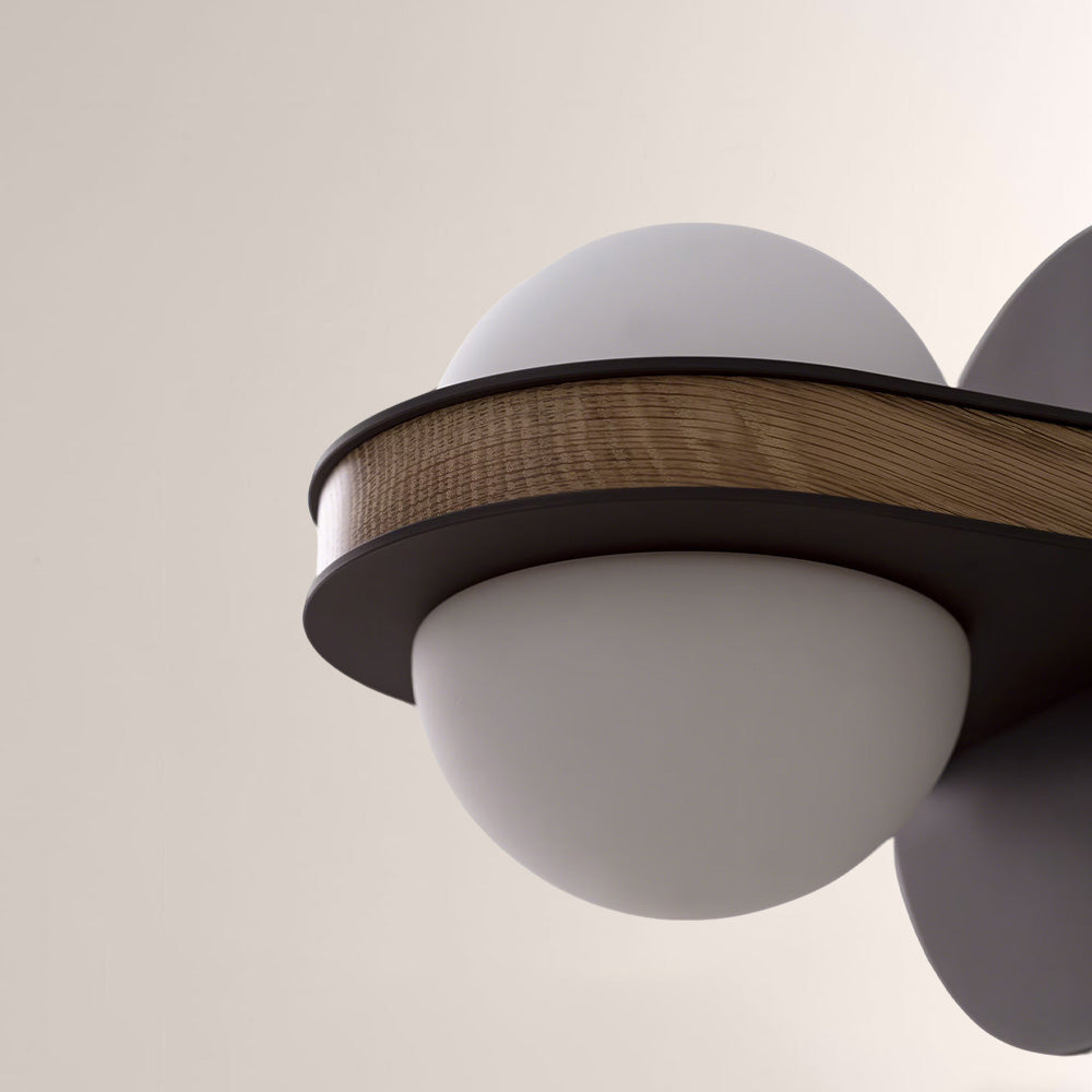 Arris Wood Metal Orb Wall Sconce