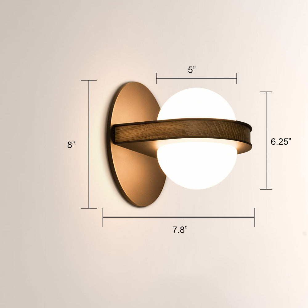 Arris Wood Metal Orb Wall Sconce