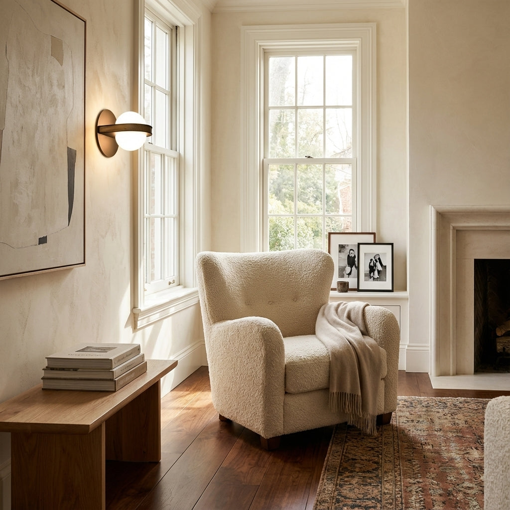 Arris Wood Metal Orb Wall Sconce