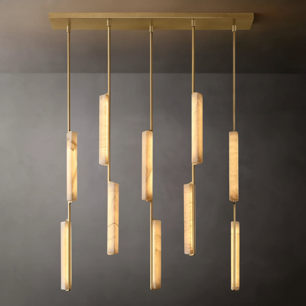 Audor Alabaster Linear Chandelier 54" -kimoylights