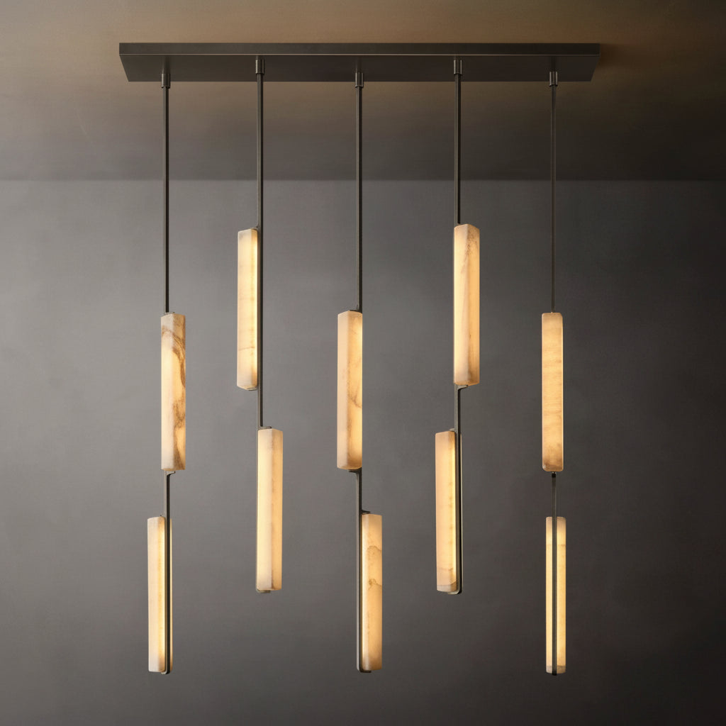 Audor Alabaster Linear Chandelier 54" -kimoylights