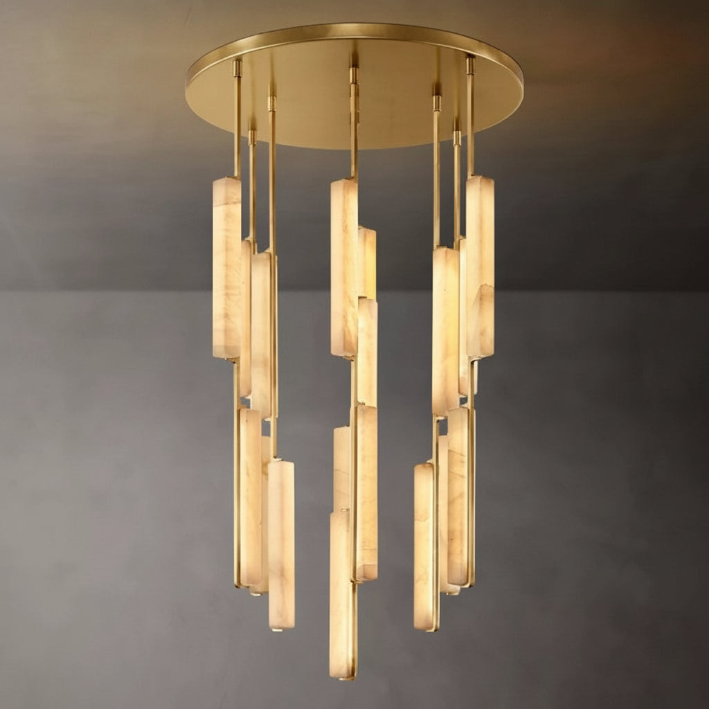 Audor Alabaster Round Chandelier 40" - kimoylights
