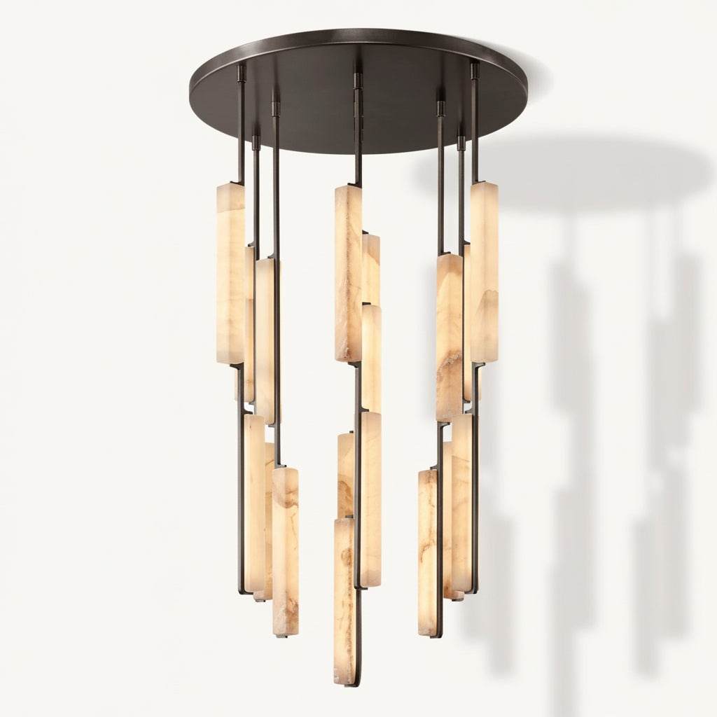 Audor Alabaster Round Chandelier 40" - kimoylights