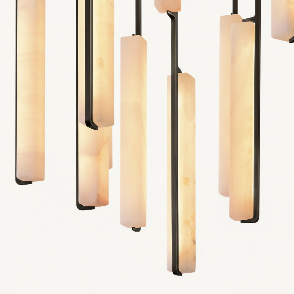 Audor Alabaster Round Chandelier 56" - kimoylights