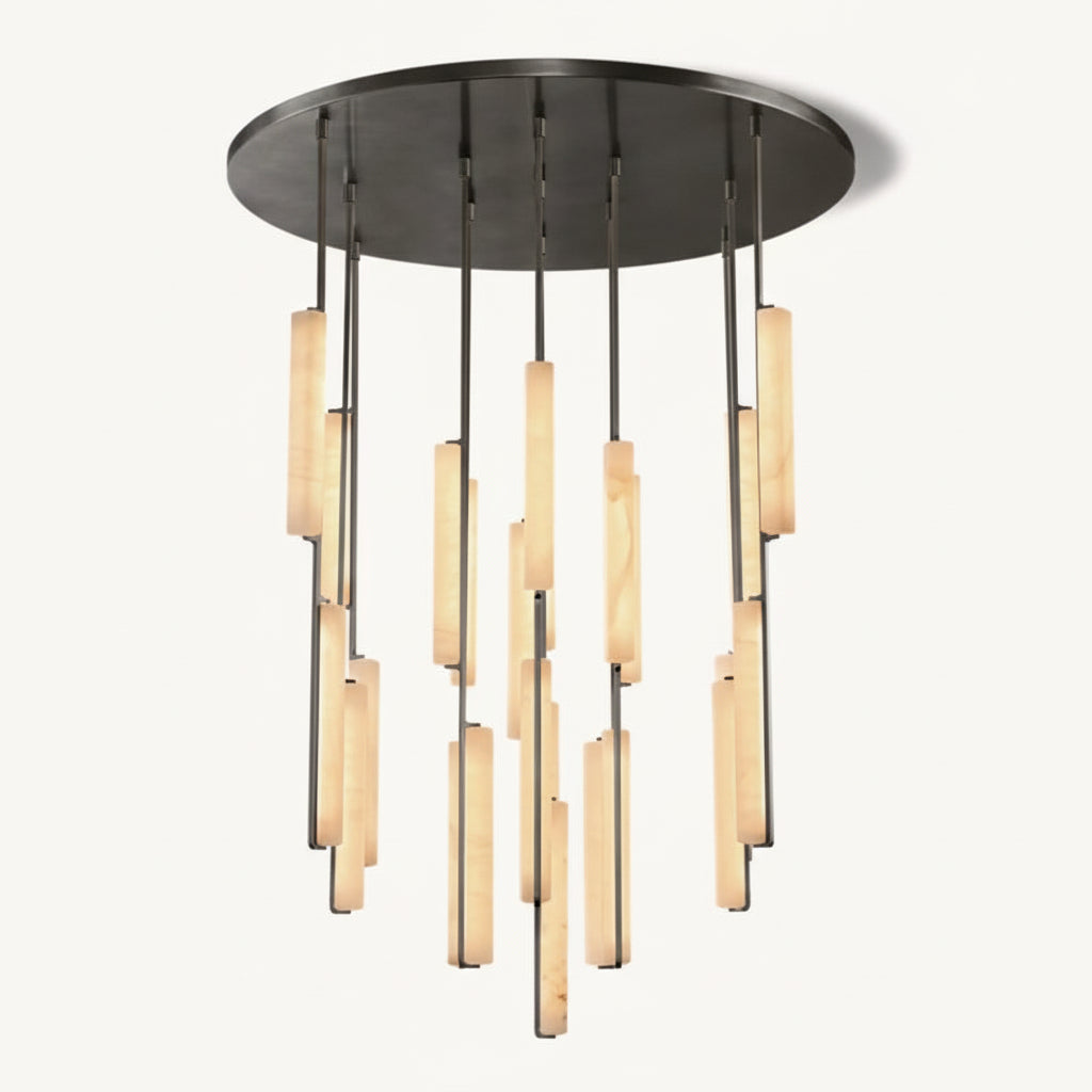 Audor Alabaster Round Chandelier 56" - kimoylights
