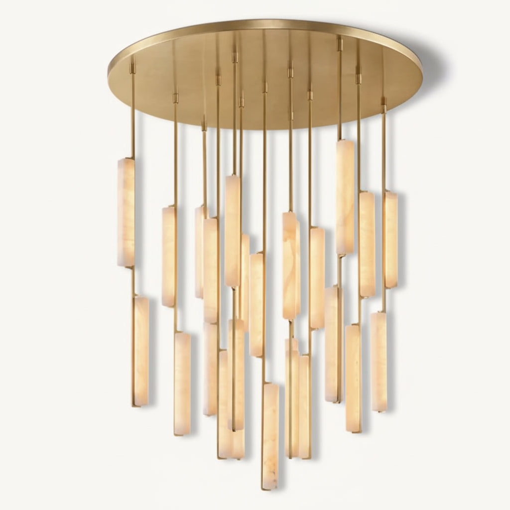 Audor Alabaster Round Chandelier 56" - kimoylights
