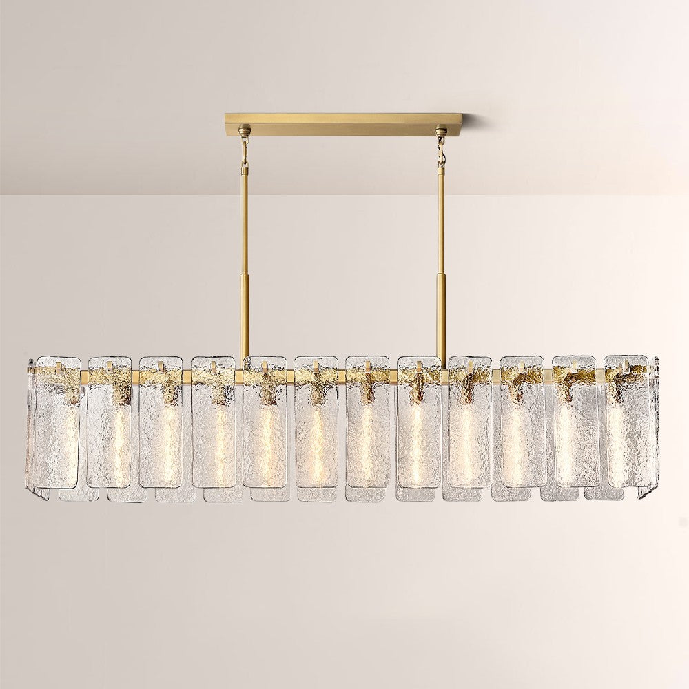 Belamet Glass Rectangular Chandelier 72"W - kimoylights