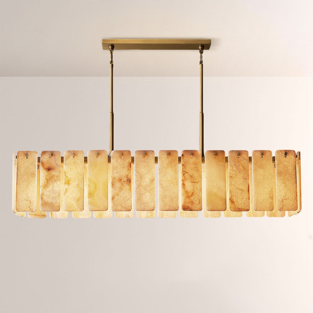 Belamet Alabaster Rectangular Chandelier 72"L - kimoylights