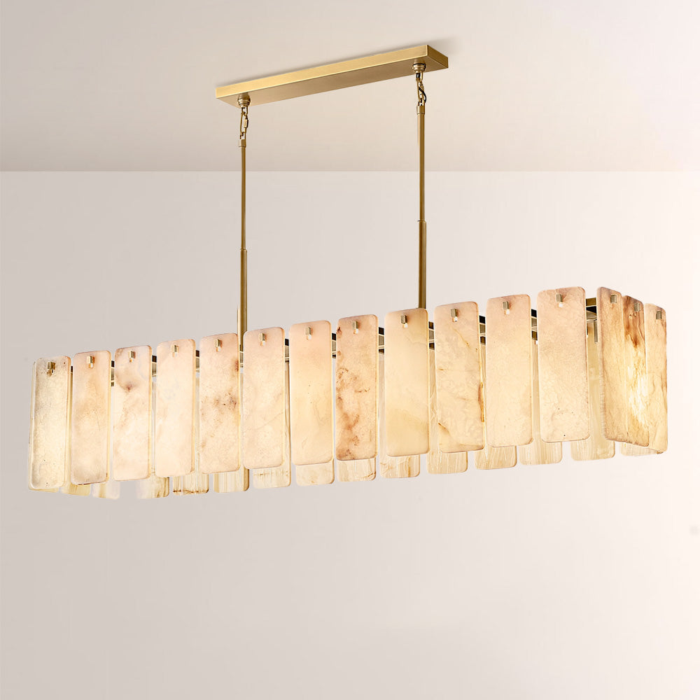 Belamet Alabaster Rectangular Chandelier 72"L - kimoylights