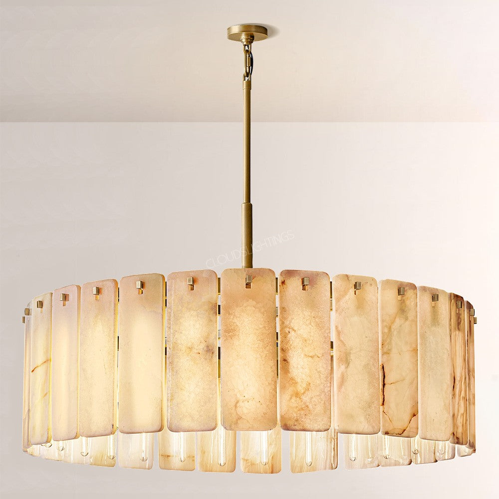 Cascade Alabaster Round Chandelier 48"D - kimoylights