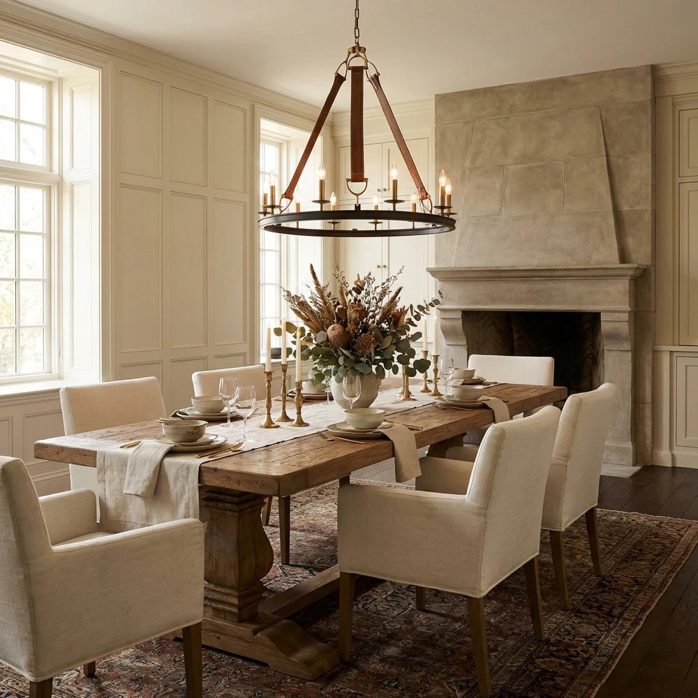 Chertona Round Leather Chandelier