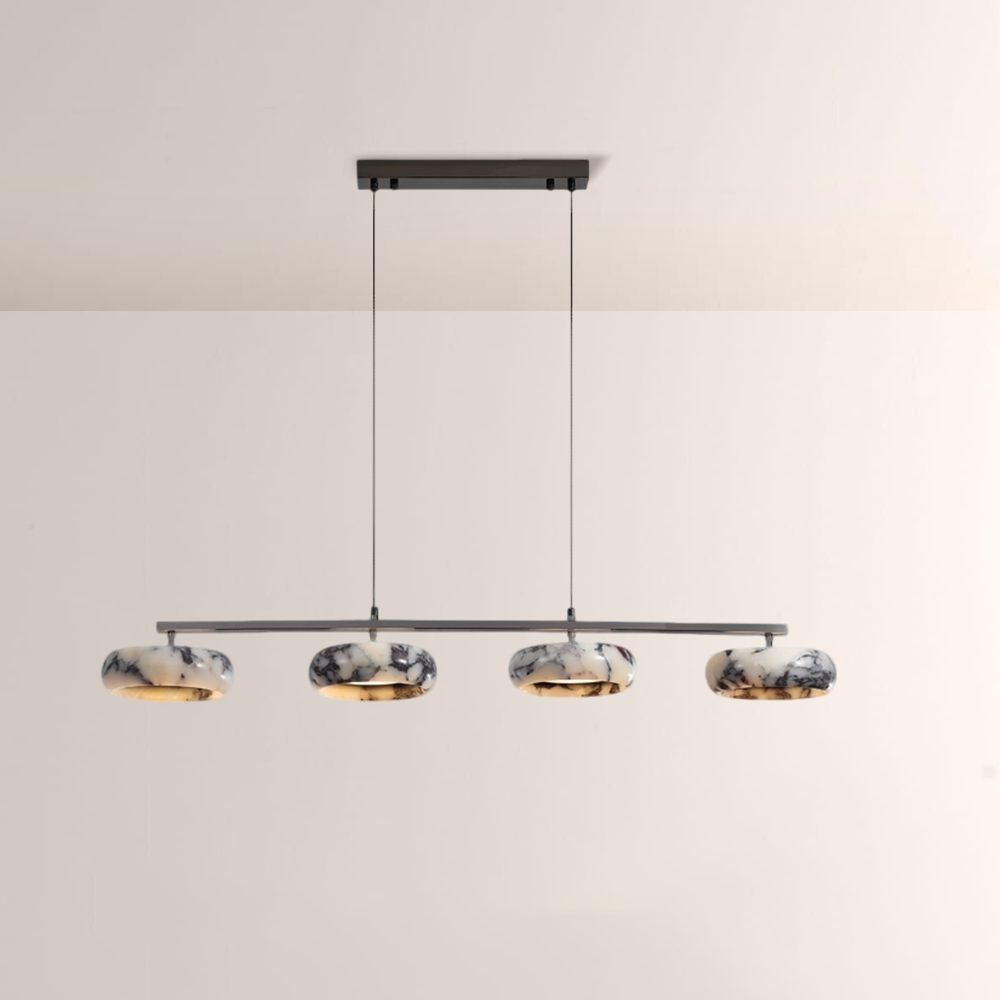 Lionel 4-Head Linear Marble Disc Chandelier