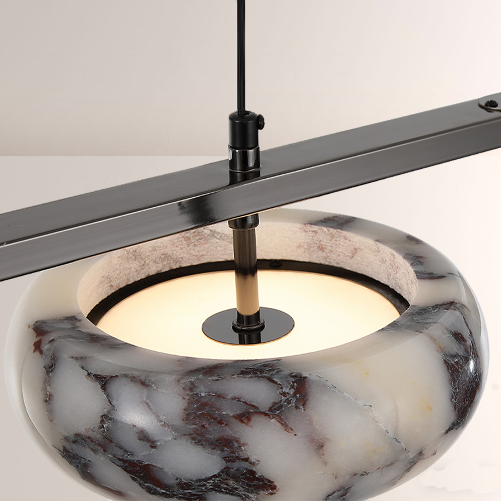 Lionel 4-Head Linear Marble Disc Chandelier
