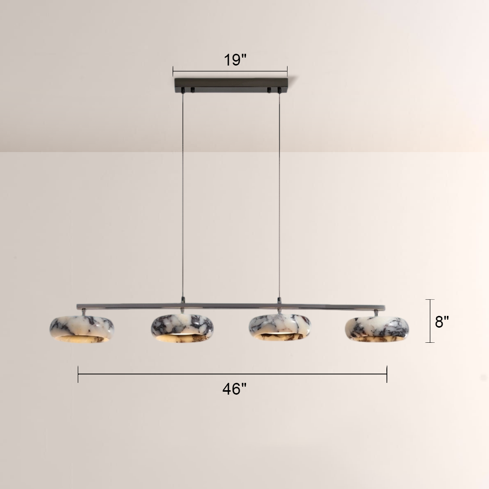 Lionel 4-Head Linear Marble Disc Chandelier