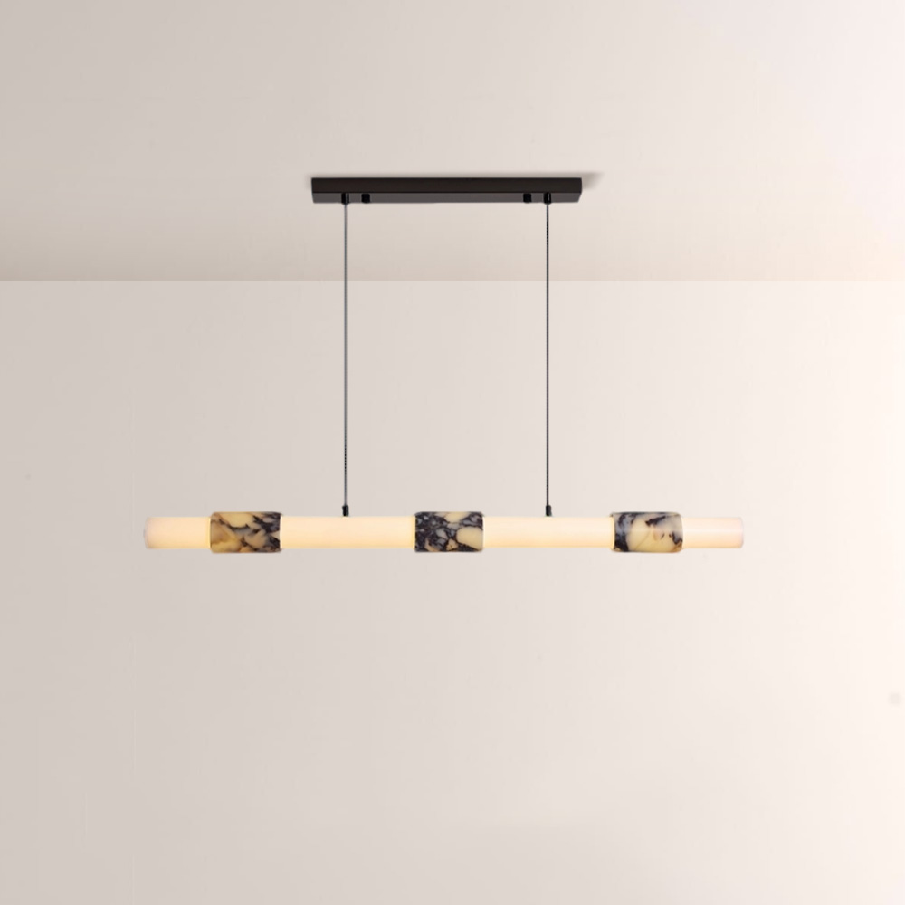 Lionel Cylindrical Marble-Accent Linear Chandelier