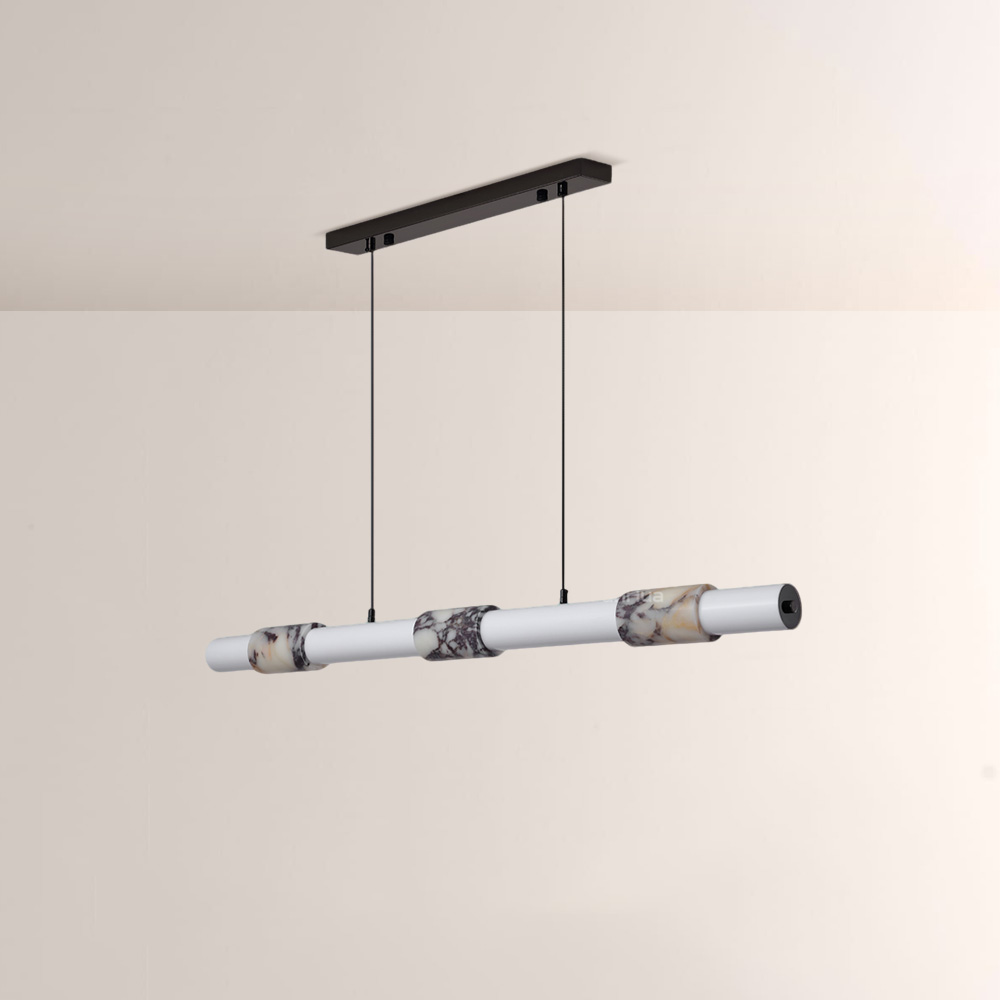 Lionel Cylindrical Marble-Accent Linear Chandelier