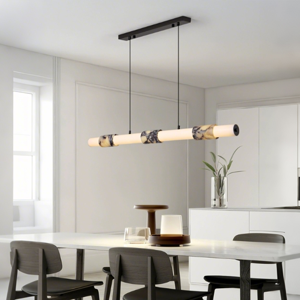 Lionel Cylindrical Marble-Accent Linear Chandelier