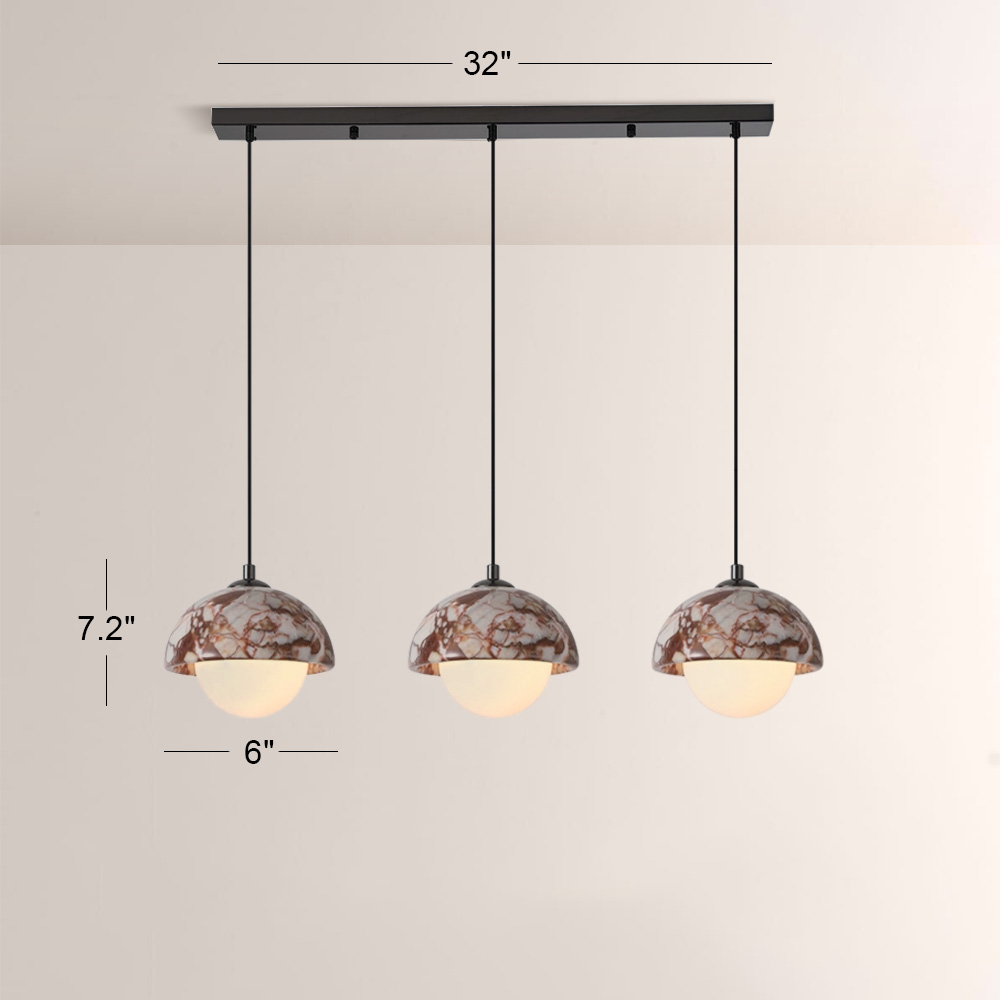Lionel Dome-Shade Marble Pendant(1/3-Head)