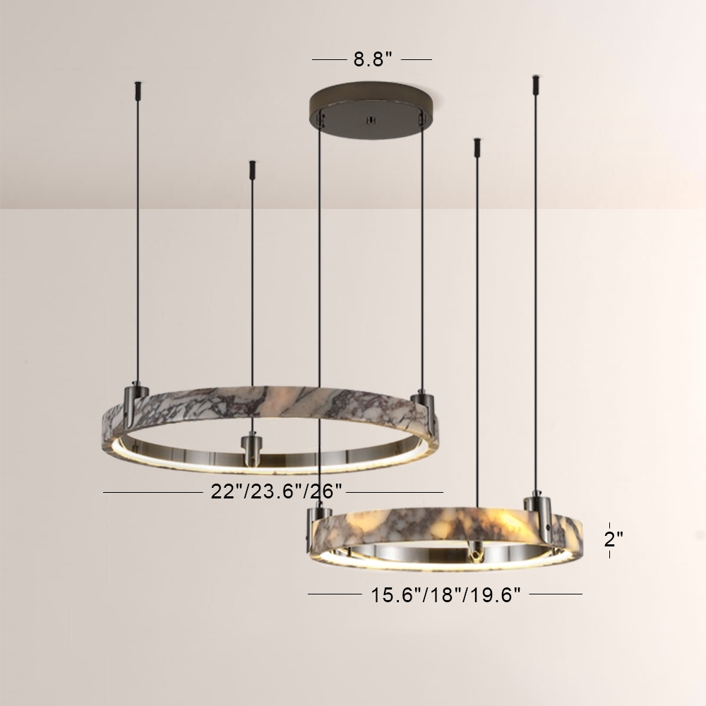 Lionel Double-Ring Marble Chandelier