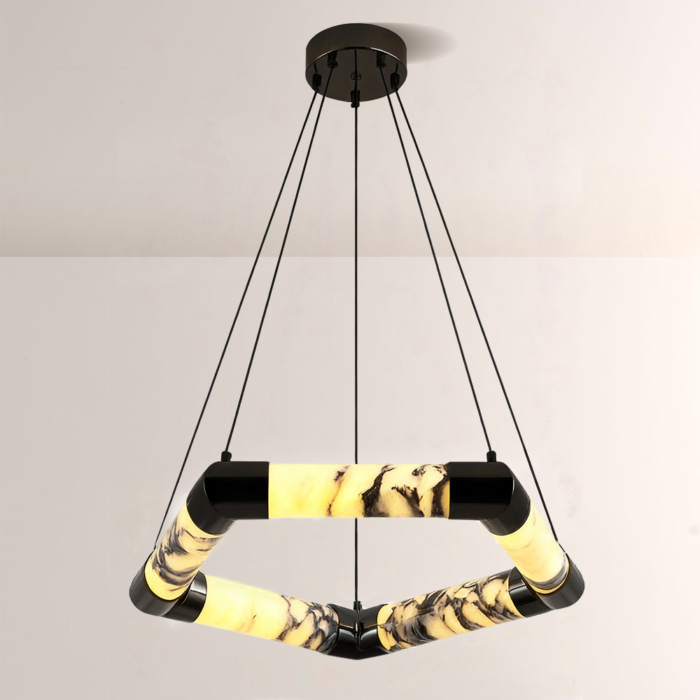 Lionel Hexagonal Marble Chandelier
