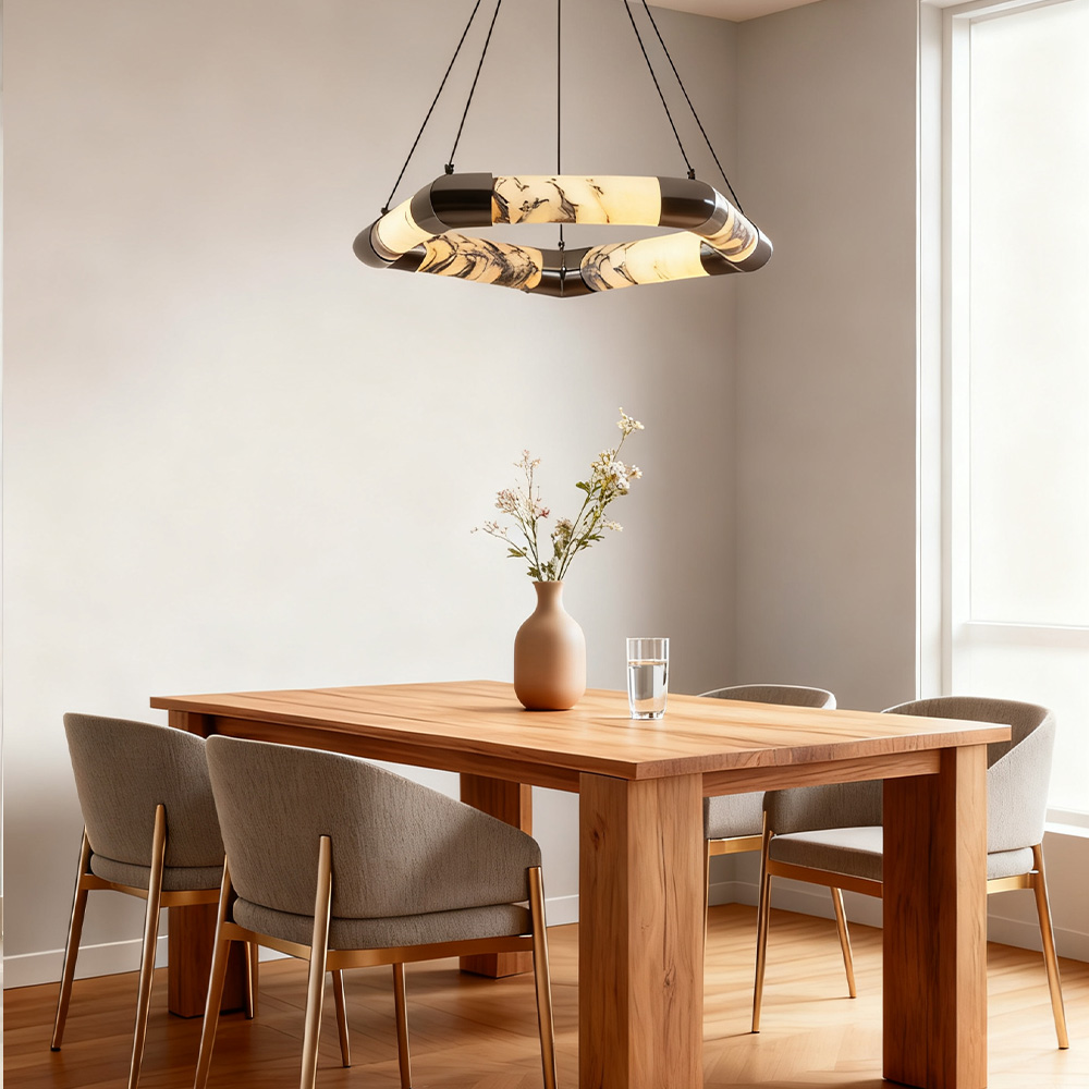 Lionel Hexagonal Marble Chandelier